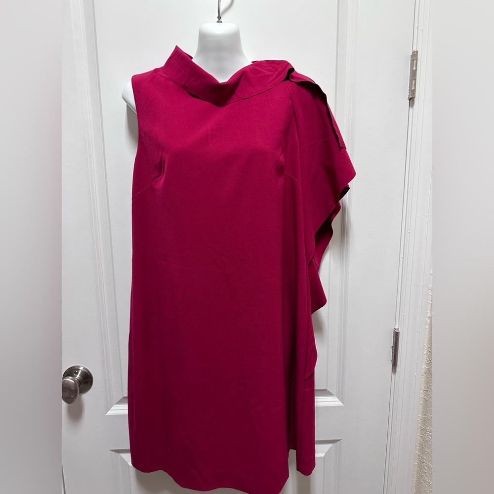 Red Neck Ruffle sleeve dress